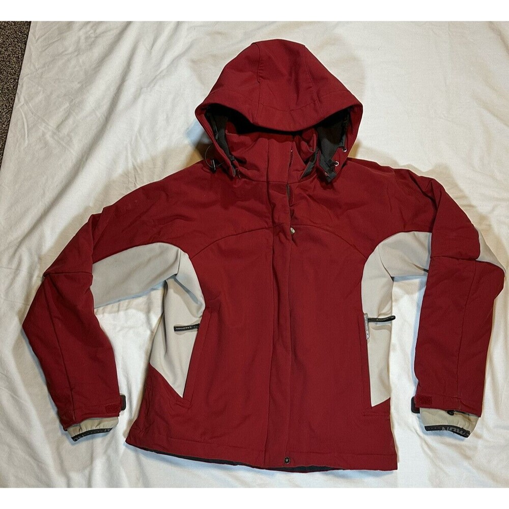 Salomon Smart Skin Jacket Fleece Lined Water Resistant Red Women Medium Hooded